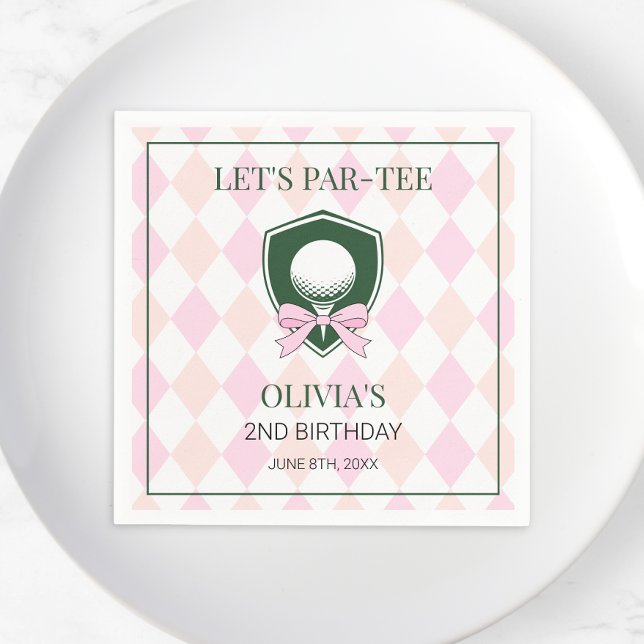 Guardanapo De Papel Modern Golf Pink Girls Sports 2nd Birthday Par-tee (Modern Golf Pink Girls Sports 2nd Birthday Par-tee Napkins)