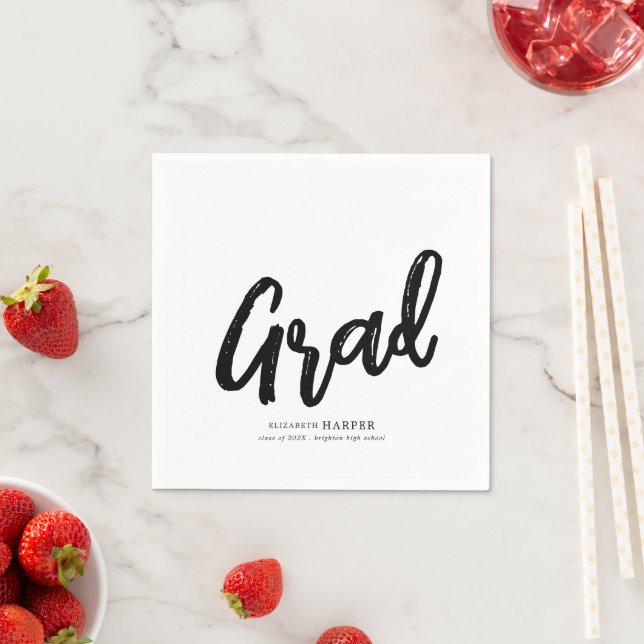 Guardanapo De Papel Modern Grad Brush Script Graduation  (Insitu)