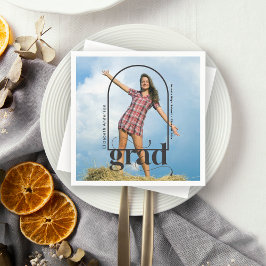 Guardanapo De Papel Modern Graduation Party Black Typography Photo