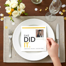 Guardanapo De Papel Modern Graduation Photo Napkin Yellow Accent