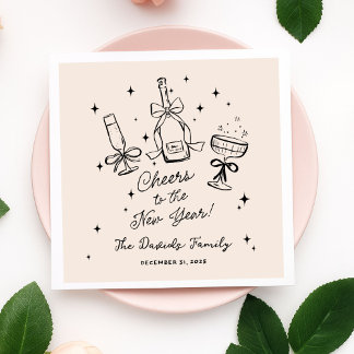 Guardanapo De Papel Modern Hand Drawn New Year's Eve Party