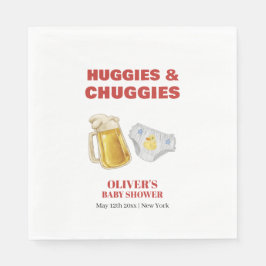 Guardanapo De Papel Modern Huggies Chuggies Beer Diaper Baby Shower 