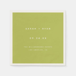 Guardanapo De Papel Modern Lime Green Custom Wedding Names