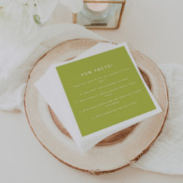 Guardanapo De Papel Modern Lime Green Wedding Custom Fun Facts