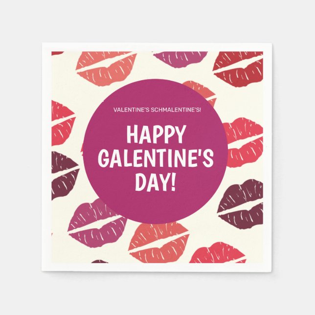 Guardanapo De Papel Modern Lipstick Galentine's Day Paper Napkins (Frente)
