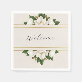 Guardanapo De Papel Modern Luxe White Magnolia Wedding