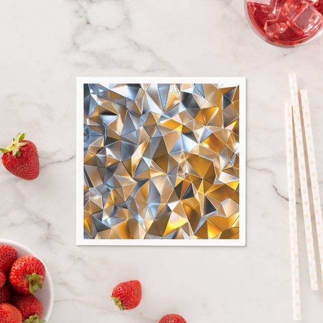 Guardanapo De Papel Modern Metallic Abstract Gold Silver Geometric (Insitu)