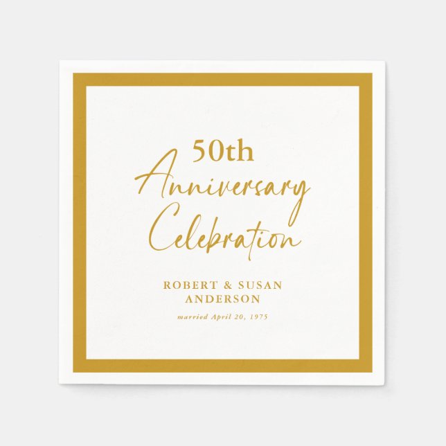 Guardanapo De Papel Modern Minimal 50th Wedding Anniversary (Frente)