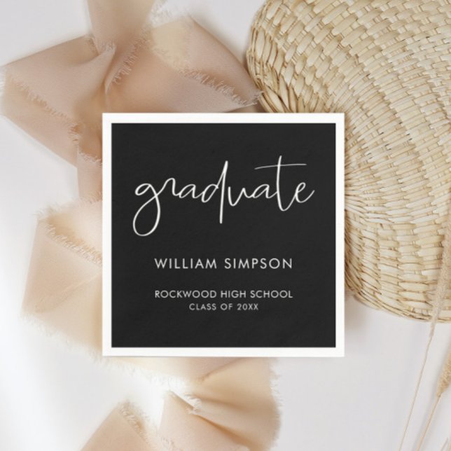 Guardanapo De Papel Modern Minimal Black & White Graduate  (Criador carregado)