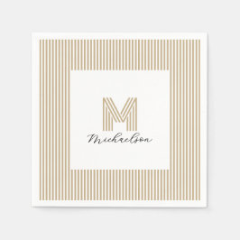 Guardanapo De Papel Modern Minimal Gold Stripes Monogram