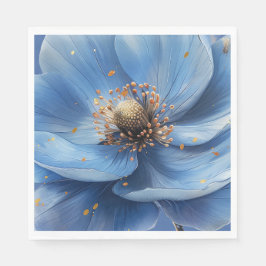 Guardanapo De Papel Modern Minimalist Gold and Blue Poppy 