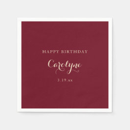 Guardanapo De Papel Modern Minimalist Maroon Birthday
