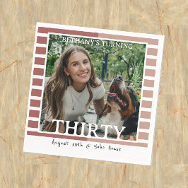 Guardanapo De Papel Modern Minimalist Striped 30th Birthday Photo