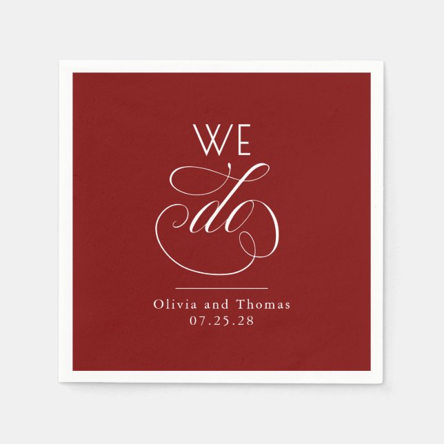 Guardanapo De Papel Modern Minimalist Typography Red Wedding We Do (Frente)