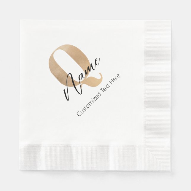 Guardanapo De Papel Modern Monogrammed Initial Q & Name Personalized (Frente)
