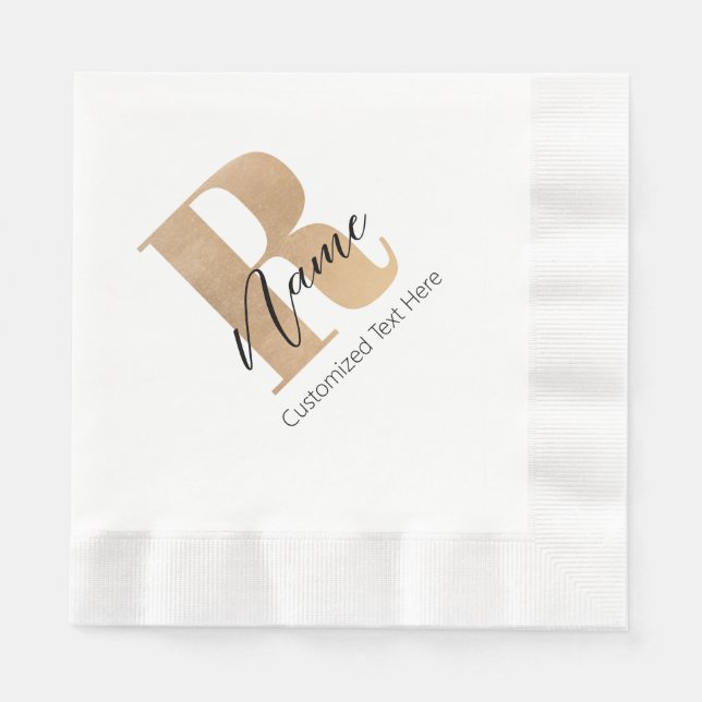 Guardanapo De Papel Modern Monogrammed Initial R & Name Personalized (Frente)