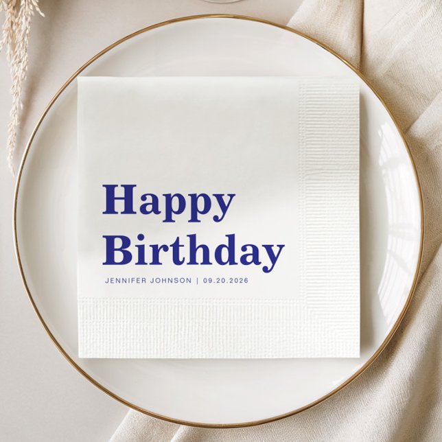 Guardanapo De Papel Modern Navy Blue Birthday (Modern Navy Blue Birthday Napkins
)