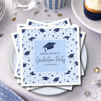 Guardanapo De Papel Modern Navy Blue Graduation Celebration Party 