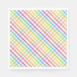 Guardanapo De Papel Modern Pastel Plaid Rainbow Baby Shower Party