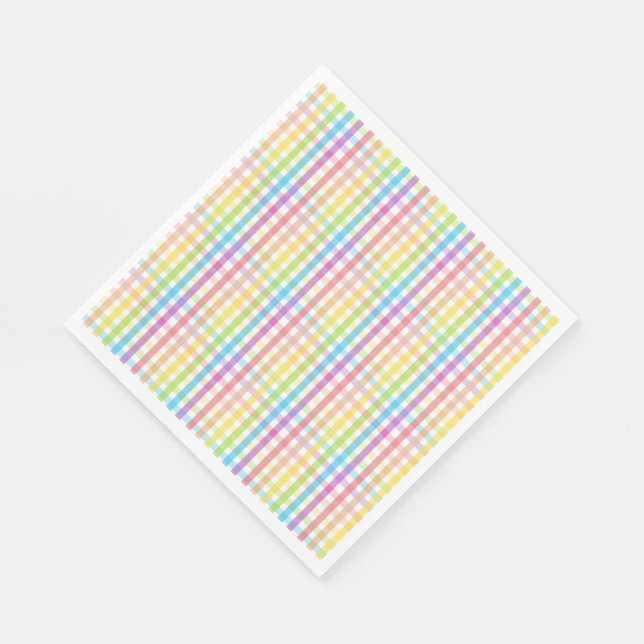 Guardanapo De Papel Modern Pastel Plaid Rainbow Baby Shower Party (Quina)