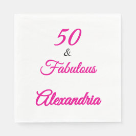 Guardanapo De Papel Modern Pink Black Fifty & Fabulous Bold Napkin