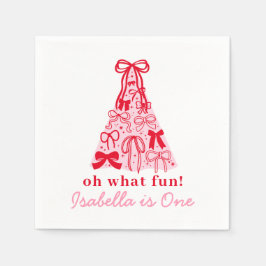 Guardanapo De Papel Modern Pink Red Tree Bow 1st Birthday