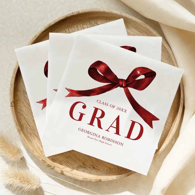 Guardanapo De Papel Modern Red Bow Graduation Party (Criador carregado)