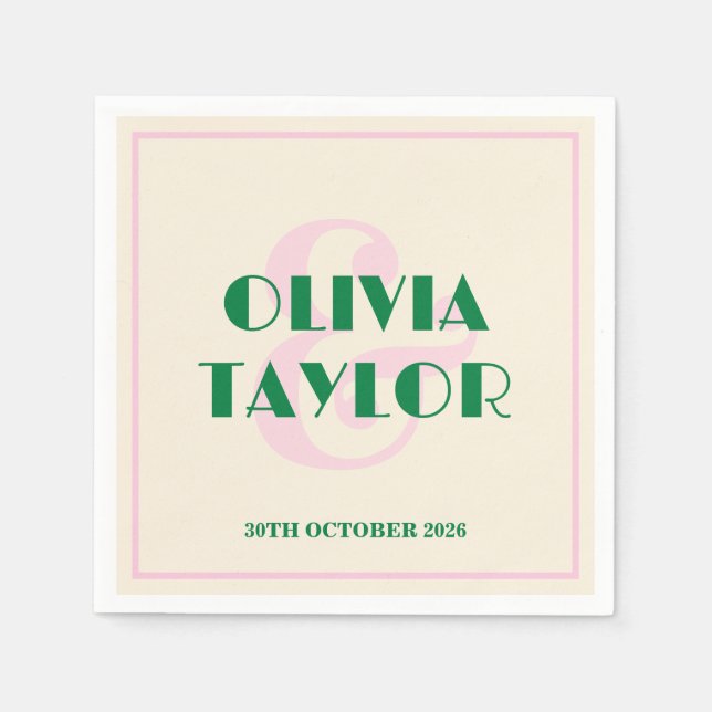 Guardanapo De Papel Modern Retro Striped Wedding Invitation (Frente)