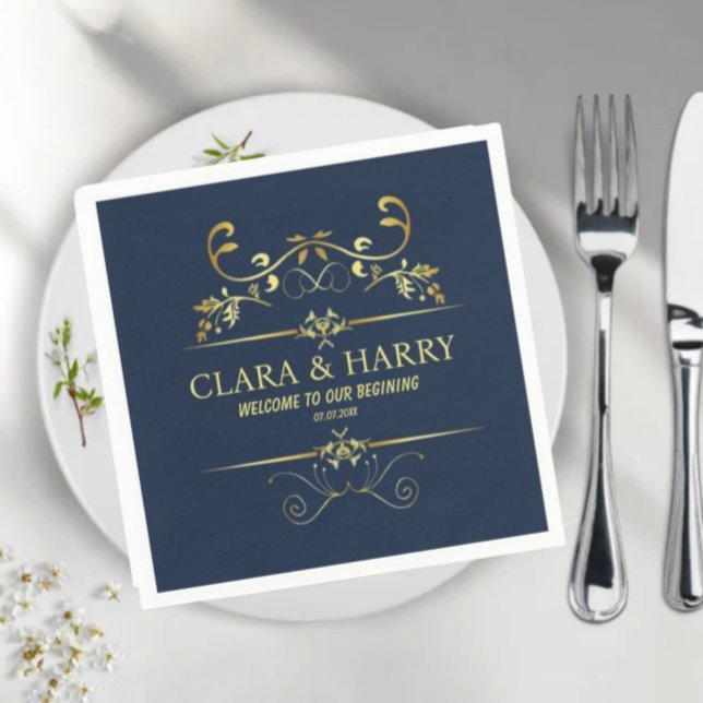 Guardanapo De Papel Modern romantic gold calligraphy wedding  (Criador carregado)