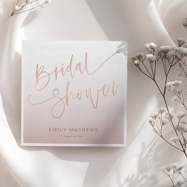 Guardanapo De Papel Modern Rose Gold Gradient Bridal Shower  (Criador carregado)