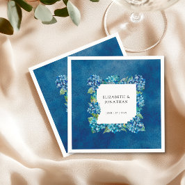 Guardanapo De Papel Modern Rustic Blue Hydrangeas Floral Wedding