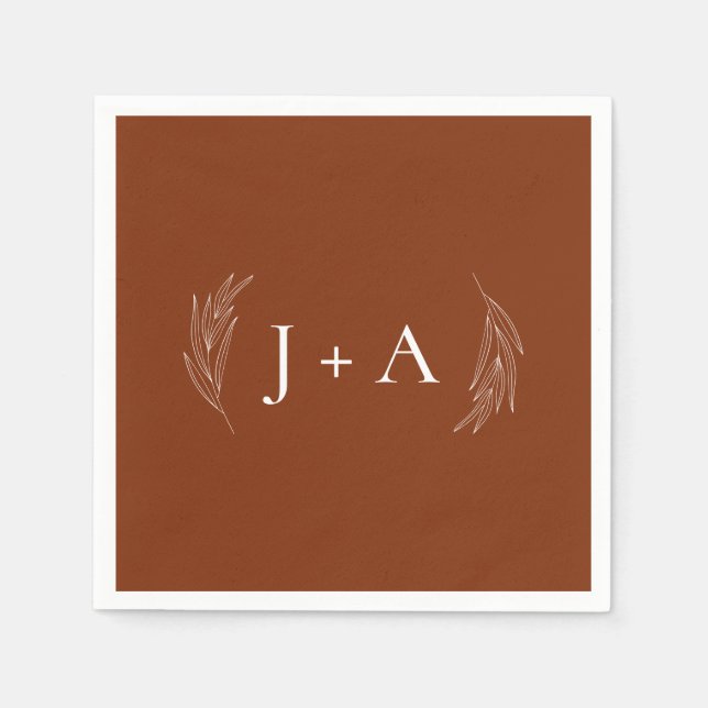 Guardanapo De Papel Modern Rustic Chic Botanical Monogram Wedding (Frente)