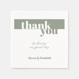 Guardanapo De Papel Modern Sage Green - Obrigado Casamento