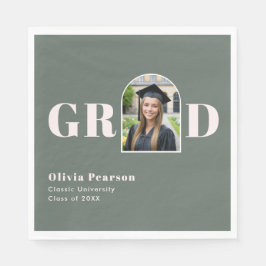 Guardanapo De Papel Modern Sage Green Pink Arch Photo Graduation