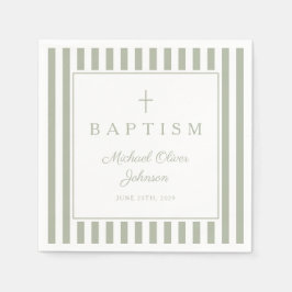 Guardanapo De Papel Modern Sage Green Religius Cross Boy Baptism