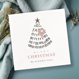 Guardanapo De Papel Modern Scandi Minimal Blush Heart Christmas Tree