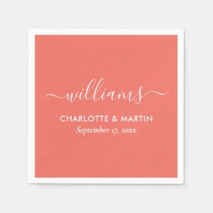 Guardanapo De Papel Modern Script Coral Wedding