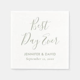 Guardanapo De Papel Modern Script Sage Green Wedding