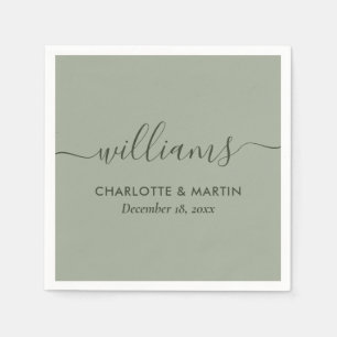 Guardanapo De Papel Modern Script Sage Green Wedding