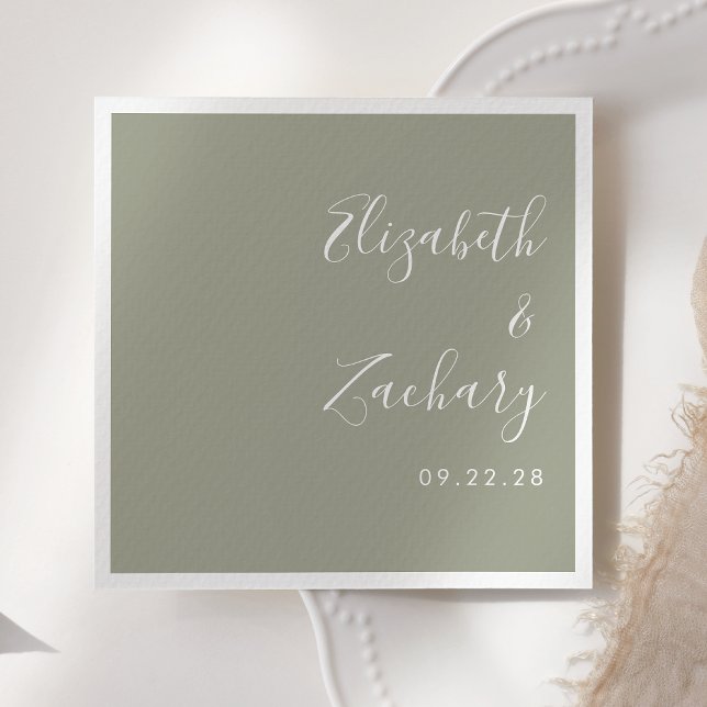 Guardanapo De Papel Modern Script Sage Green Wedding (Criador carregado)