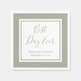 Guardanapo De Papel Modern Script Sage Green Wedding