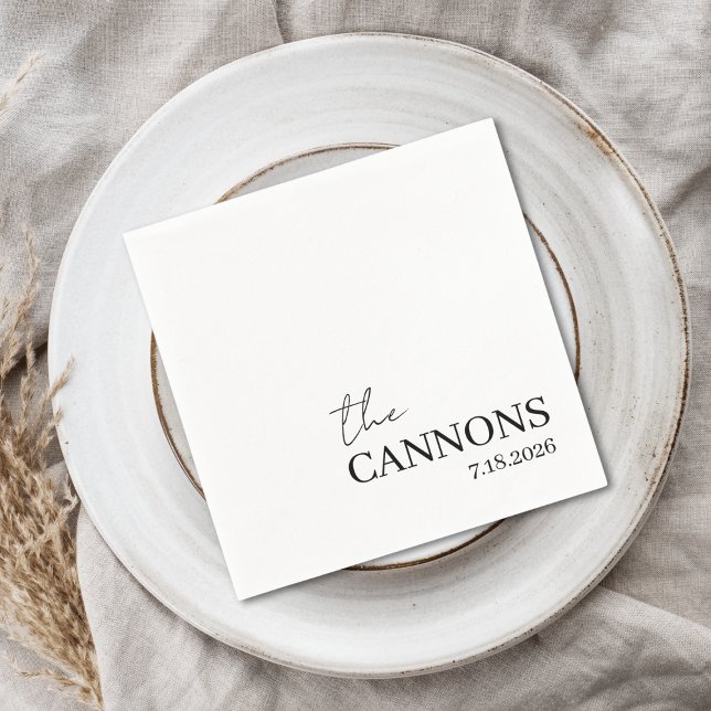 Guardanapo De Papel Modern Script Wedding Personalized Name Date (Criador carregado)