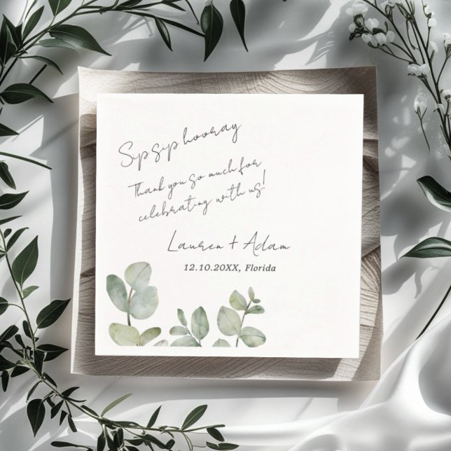 Guardanapo De Papel Modern Simple Eucalyptus Greenery Wedding (Criador carregado)