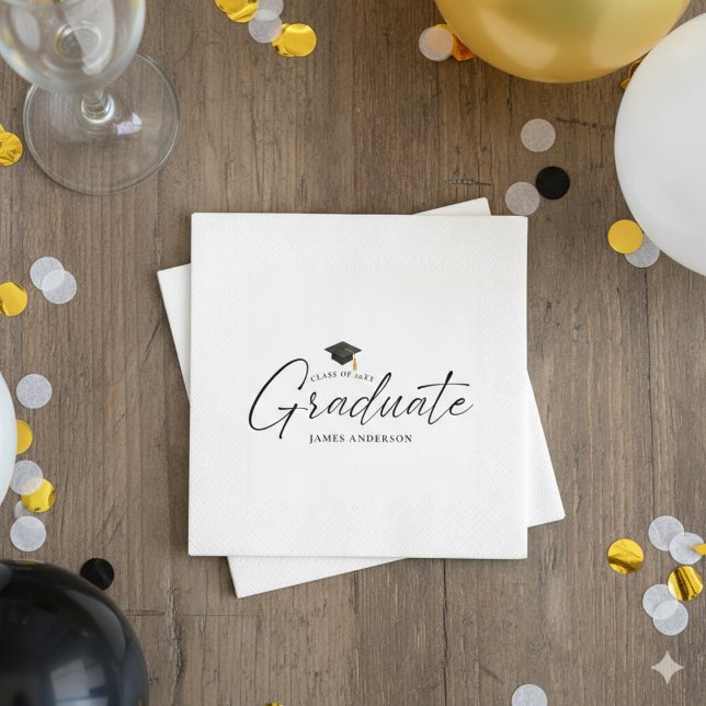 Guardanapo De Papel Modern Simple Script Graduation Party (Criador carregado)