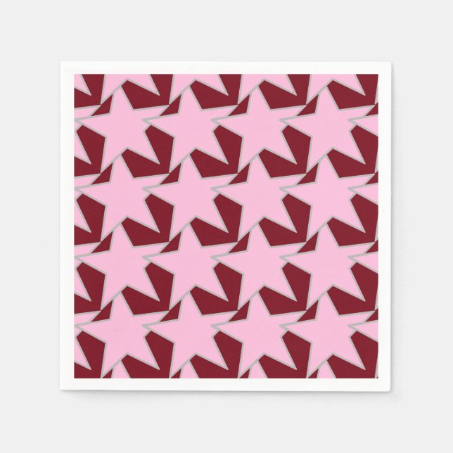 Guardanapo De Papel Modern Star Geométrico - cor-de-rosa e burgundy (Frente)