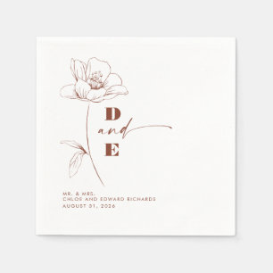Guardanapo De Papel Modern Terracotta Peony Flower Casal Monograma