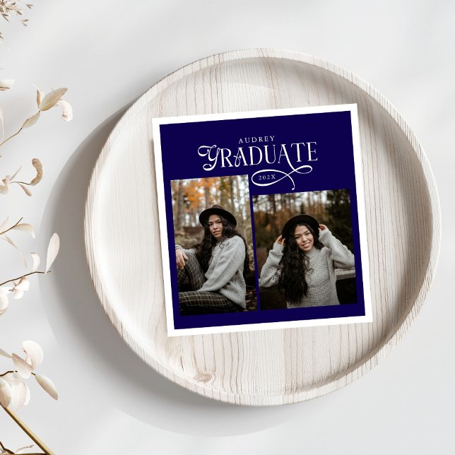 Guardanapo De Papel Modern Typography Graduate Photo Graduation (Criador carregado)