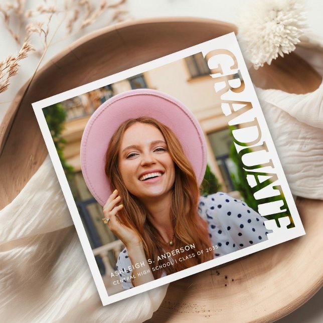 Guardanapo De Papel Modern Typography Graduate Photo Graduation  (Criador carregado)