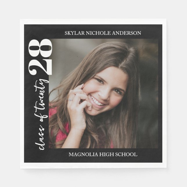 Guardanapo De Papel Modern Typography Photo Graduation (Frente)