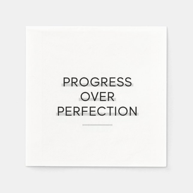 Guardanapo De Papel Modern typography progress over perfection text (Frente)